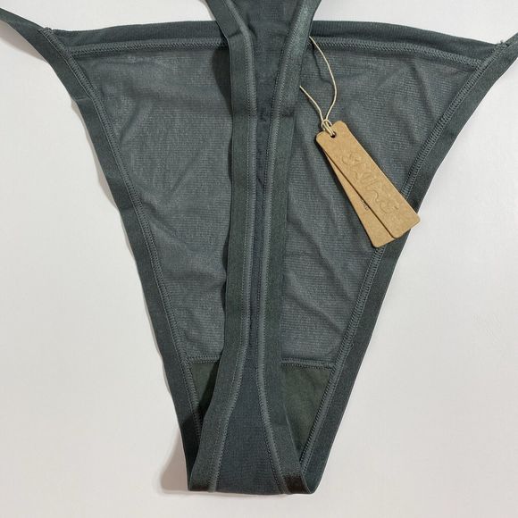 Skims Summer Mesh Thong Panty Panties Women's 4X Green Deep Sea Sheer Sexy NEW - Picture 8 of 11